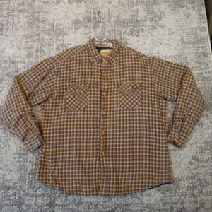 Vintage St Johns Bay Shacket Men's XLT Brown Plaid Flannel Quilted Shirt